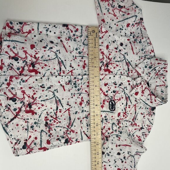 Ecko Long Sleeve Button Down Shirt Boys 4T White Red Blue Splatters Cool Funky - Picture 9 of 13